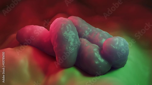 Campylobacter jejuni bacteria close-up of microscopic view created in 3d photo