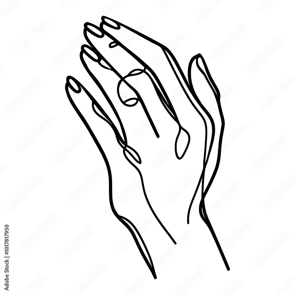 Continuous one line drawing of hand raised up. Vector illustration