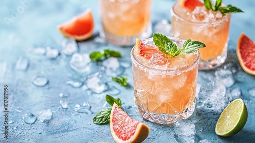 Refreshing Citrus Cocktails with Mint and Ice