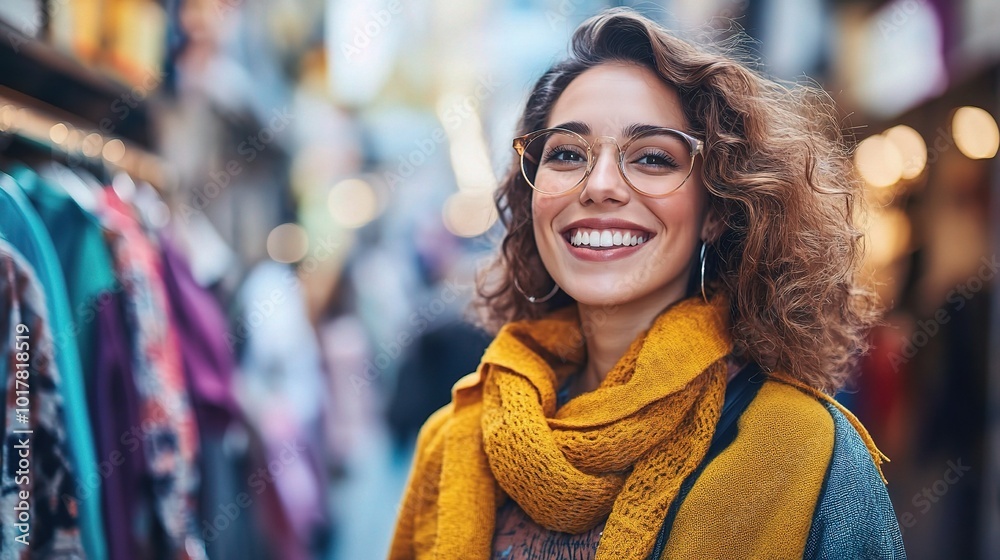 Happy Young Woman in Urban Setting Happy Young Woman in Urban Setting