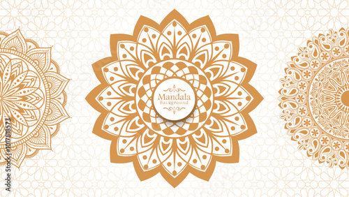 Luxury mandala background with golden arabesque pattern arabic islamic east style, Set of hand drawn mandala elements