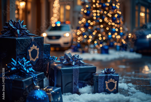 Obraz na płótnie Christmas gifts for police officers. w salonie