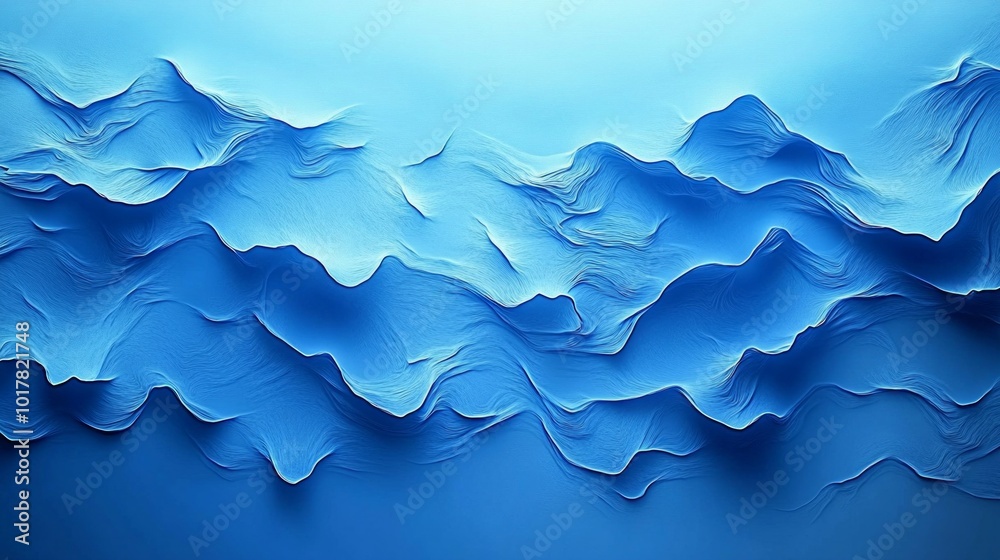 Obraz premium The image is a blue wave with a lot of detail