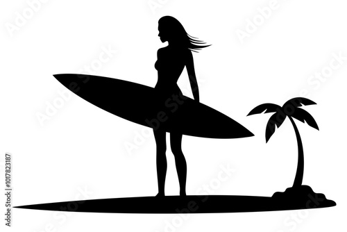 Surfer | vector silhouette illustration on white background