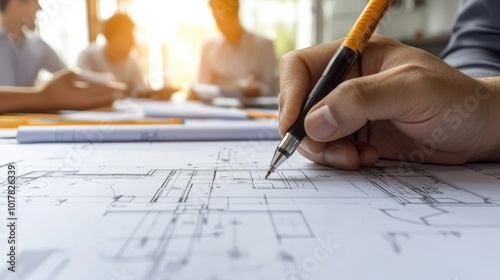 Architectural blueprint and design plan for residential home or building construction project