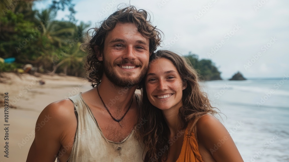 Young lovers on a sustainable travel trip, exploring eco-friendly destinations and sharing a passion for responsible travel. Young lovers on a sustainable travel trip, exploring eco-friendly destinations and sharing a passion for responsible travel.