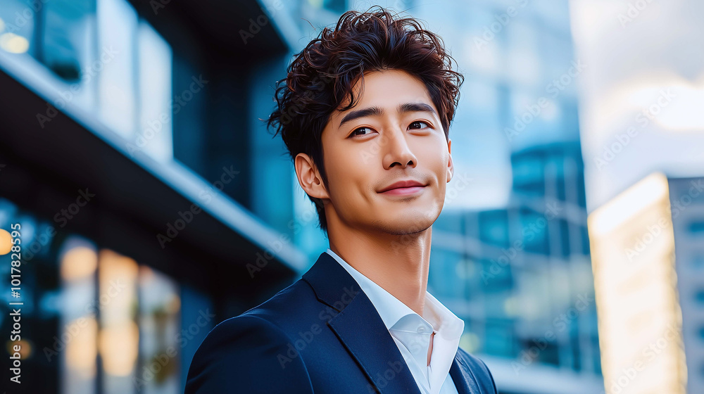 Ambitious Asian Entrepreneur with Unwavering Confidence in His Success