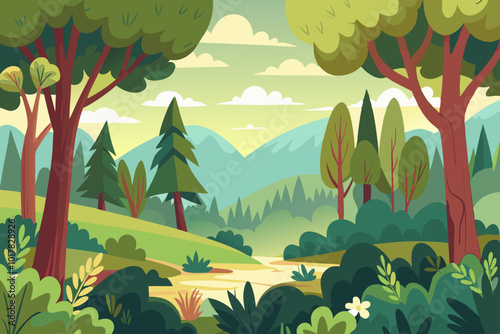 Hand drwn forest illustration