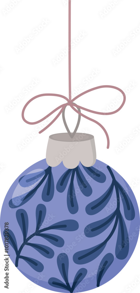 Cute Christmas ball with adorable blue branches. Hand drawn New year's decoration Cute Christmas ball with adorable blue branches. Hand drawn New year's decoration