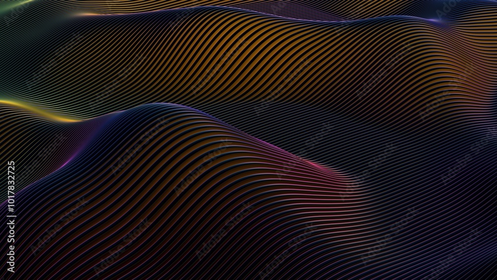 Gradient abstract waves with dark undertones, flowing lines in motion Gradient abstract waves with dark undertones, flowing lines in motion