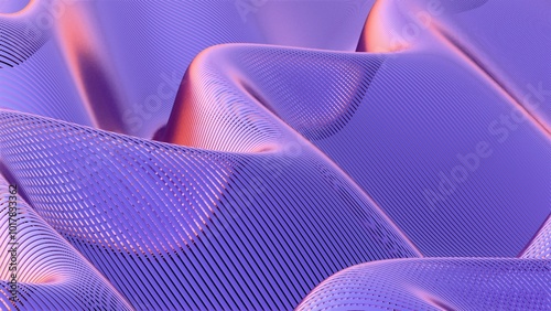 Abstract purple landscape with dynamic flowing lines
