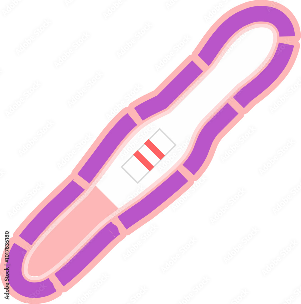 Positive Pregnancy test pack vector illustration with purple bold line. Fit for woman fertility education. Positive Pregnancy test pack vector illustration with purple bold line. Fit for woman fertility education.