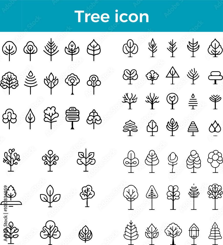 Fototapeta premium Tree Icons Line Nature Icon Forest Icon Environmental Icon Vector
