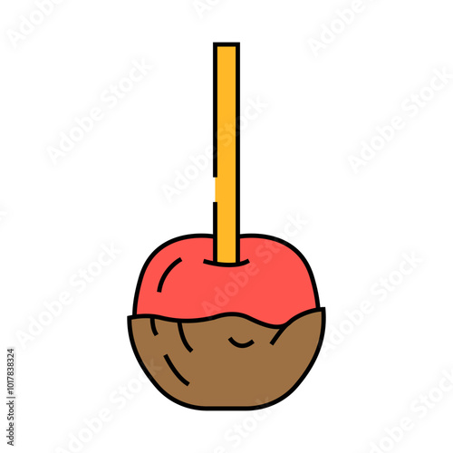 caramel apple food snack line icon vector. caramel apple food snack sign. isolated symbol illustration