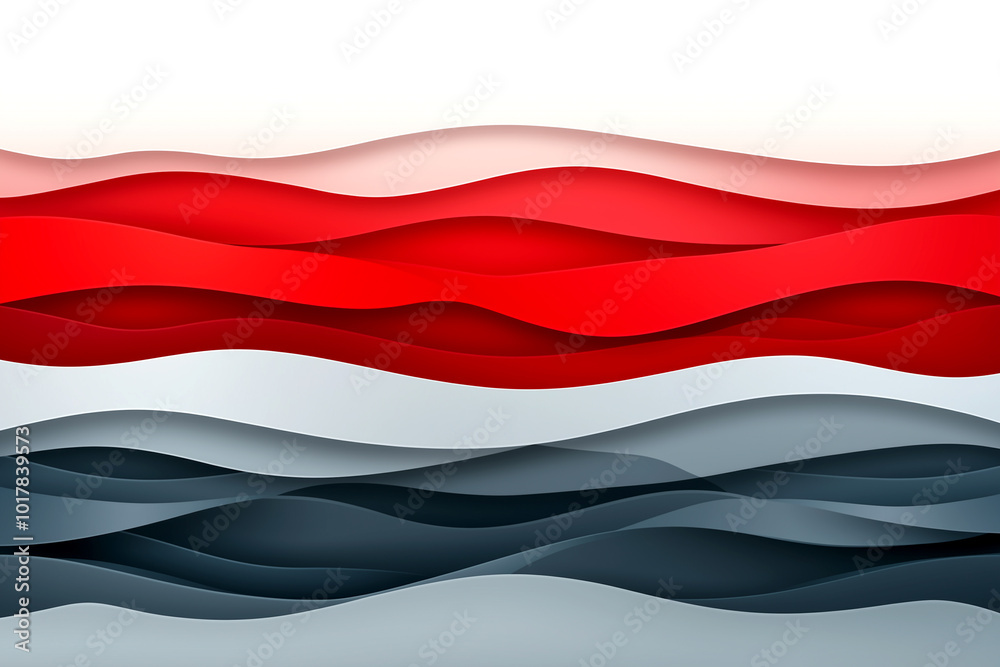 Naklejka premium A wave with red, black, and white colors. The wave is made of paper and has a very abstract look