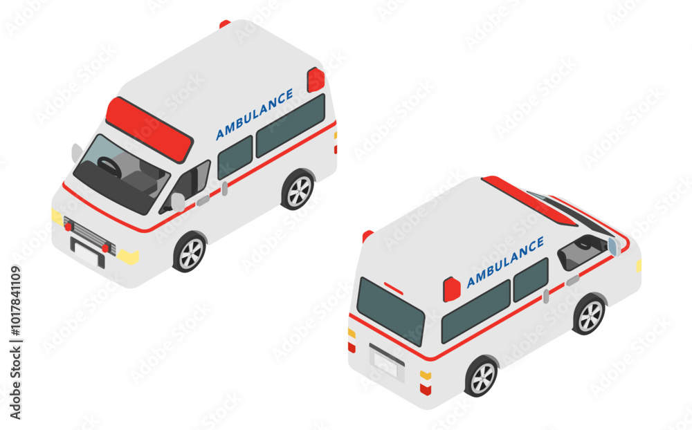 アイソメトリックイラスト：救急車