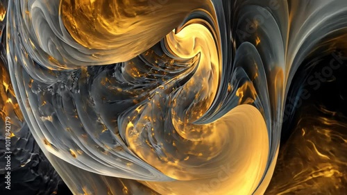 Abstract Digital Art: Swirling Golden Hues
