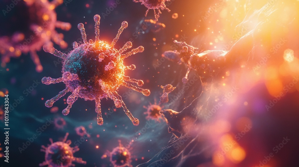 immune cells in action, focusing on macrophages and T-cells, detailed depiction of their role in fighting infections, showing the body's defense mechanisms immune cells in action, focusing on macrophages and T-cells, detailed depiction of their role in fighting infections, showing the body's defense mechanisms