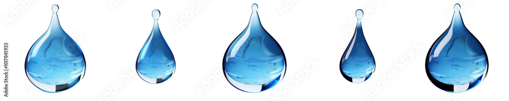 A row of blue drops of water A row of blue drops of water
