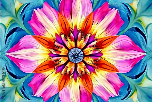 floral kaleidoscopemultiple flower images are overlaid and rotat photo