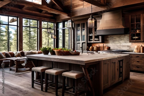 mountain lodge a kitchen with a rustic mountain inspired feel fe