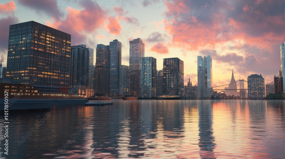 Fototapeta premium 3D animated urban video background, offering dynamic cityscapes or architectural visuals in 3D, adding a new level of realism and immersion to urban-themed content