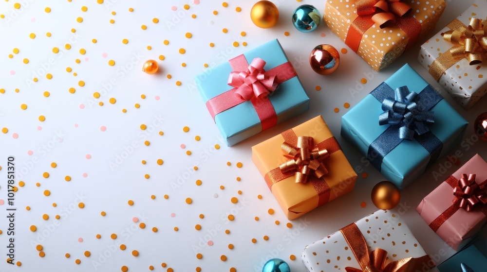 Obraz premium Gift Box with Polka Dots and Confetti