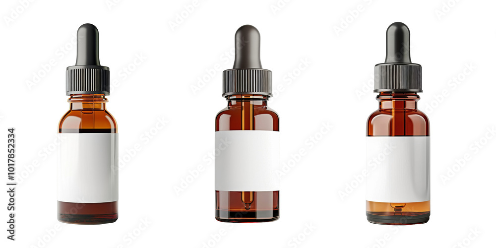 Three bottles of perfume are shown, all of which are brown and white Three bottles of perfume are shown, all of which are brown and white