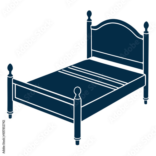 Stylish Bed Frame Design in Line Art and Silhouette.