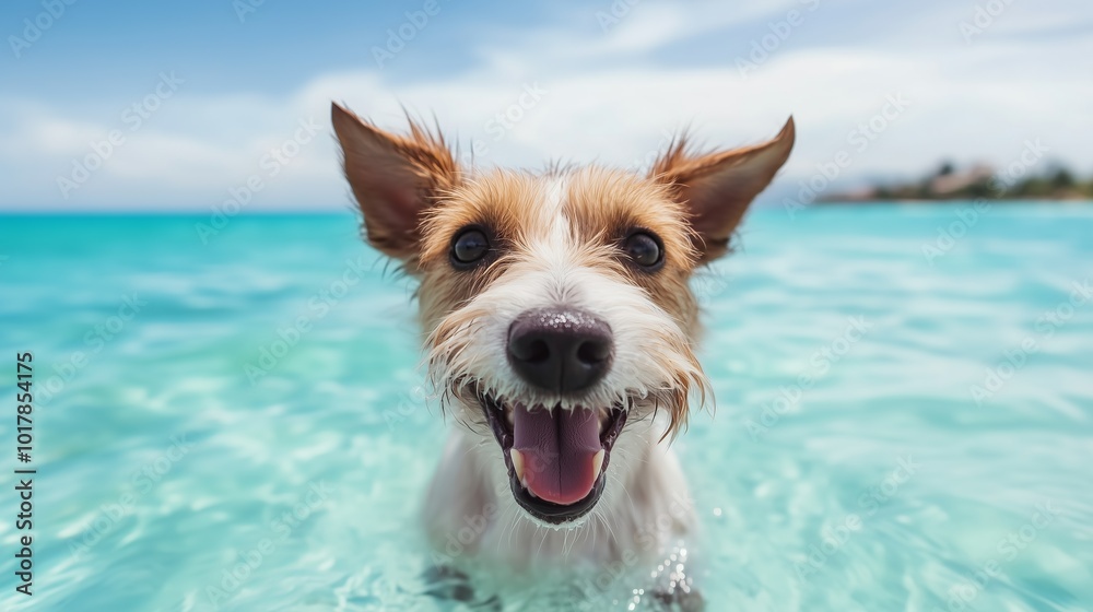 Playful Dog Enjoying a Sunny Day at the Beach Playful Dog Enjoying a Sunny Day at the Beach