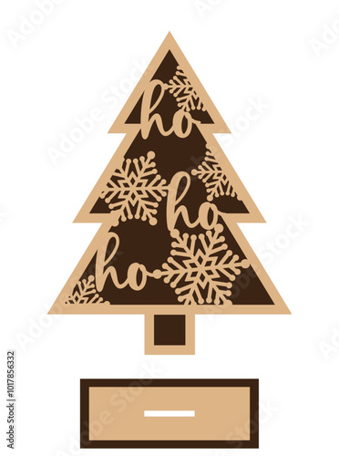 Christmas tree laser cut template standing decoration. 