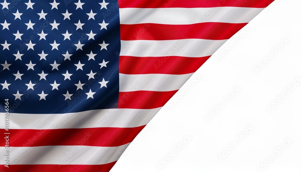 Naklejka premium Closeup of Ruffled American Flag - Isolated PNG