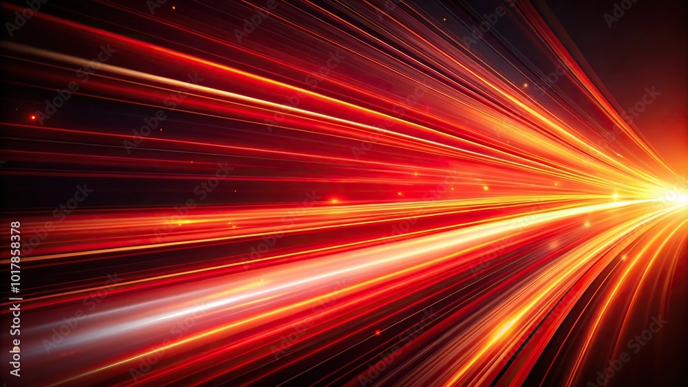 Fototapeta premium Abstract background of red light streaks moving fast on dark background