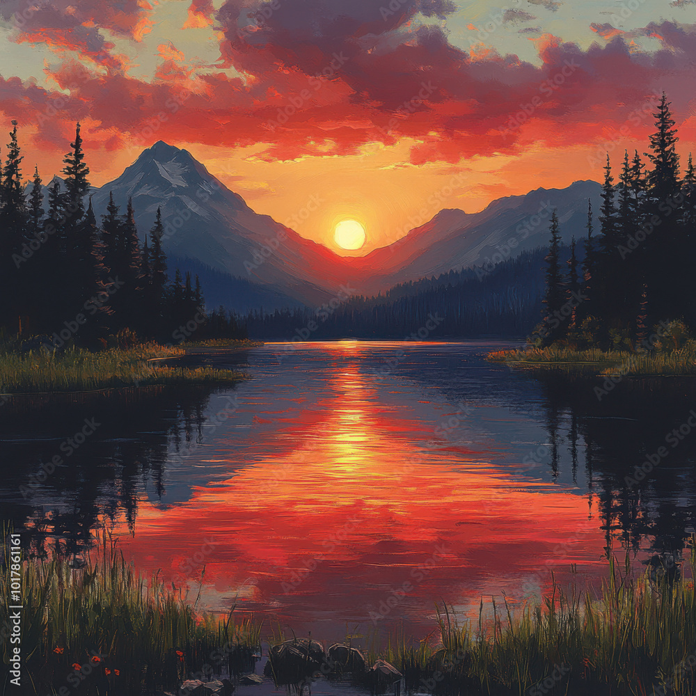 Sunset Over Serene Lake Sunset Over Serene Lake