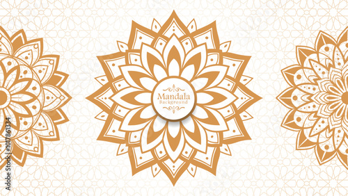 Luxury mandala background with golden arabesque pattern arabic islamic east style, Set of hand drawn mandala elements