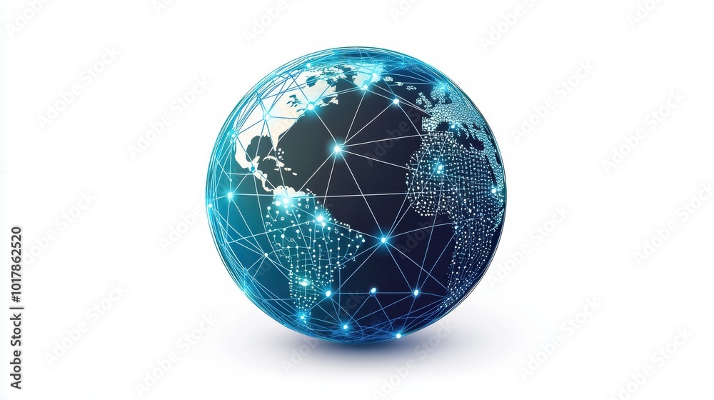 A globe with digital network lines, global business connectivity concept, vector illustration, blue tones, isolated on white background., minimalist, A globe with digital network lines, global business connectivity concept, vector illustration, blue tones, isolated on white background., minimalist,