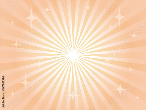 キラキラ輝くポップな集中線背景素材_オレンジ色