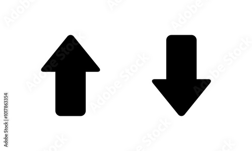 Up and down arrow icon in rounded corner. Upward and downward sign symbol photo