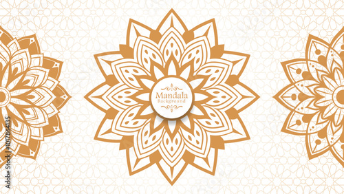 Luxury mandala background with golden arabesque pattern arabic islamic east style, Set of hand drawn mandala elements