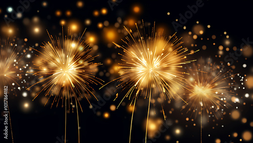 Golden Fireworks on New Year's eve.