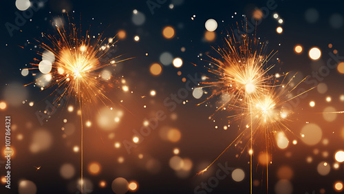 Golden Fireworks on New Year's eve.