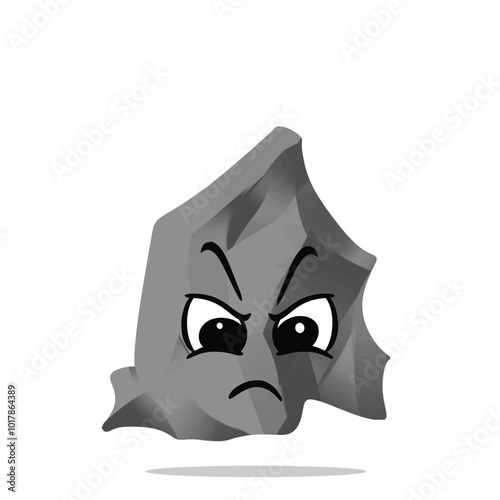 angry stone mascot character. cute, funny, and playful concept. nature, geology, construction, archaelogy, stone sculpting, and education themes