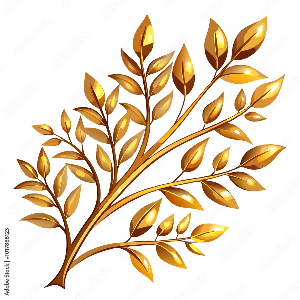 A gold leafy tree with a gold leaf on it A gold leafy tree with a gold leaf on it