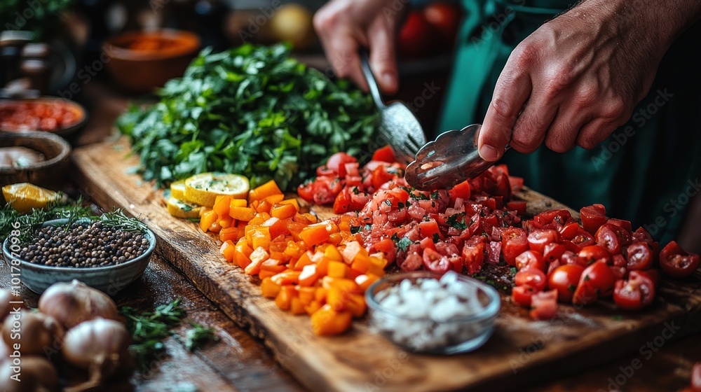 Chef Preparing Fresh Ingredients Chef Preparing Fresh Ingredients