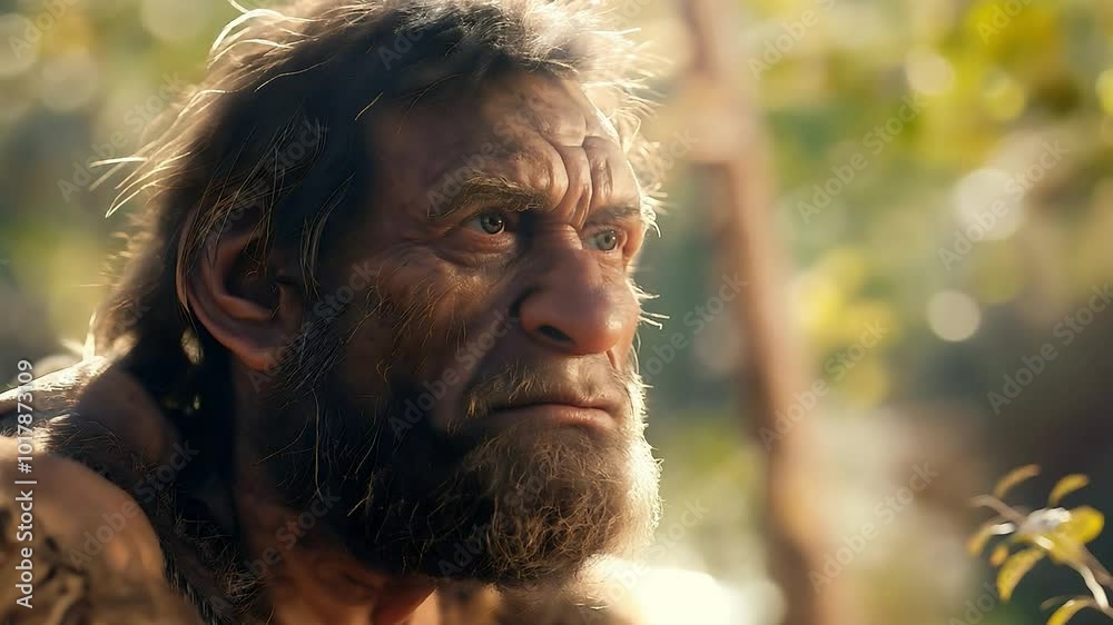 An extinct species of an early human, primitive man, early human ...