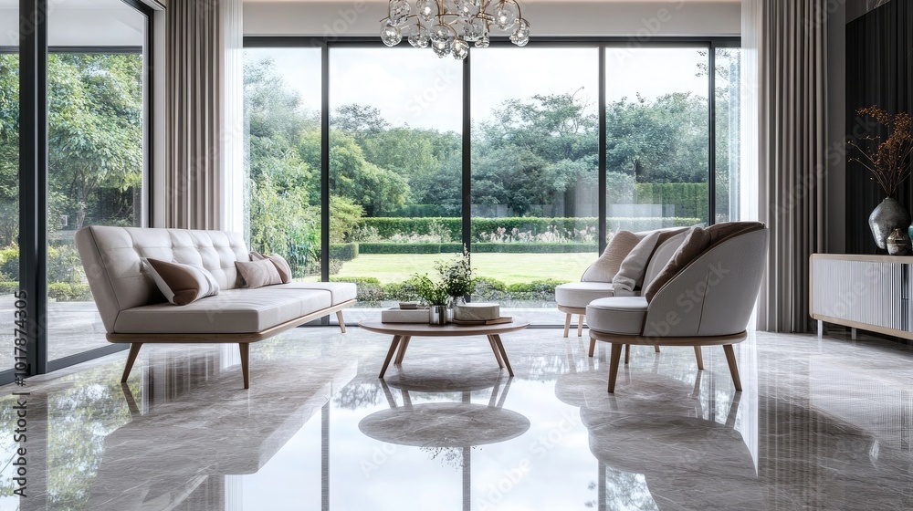 A contemporary sitting room with a clean A contemporary sitting room with a clean