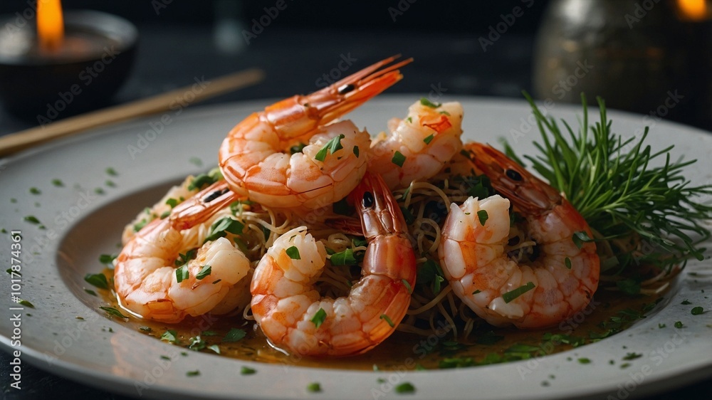 grilled shrimps with sauce