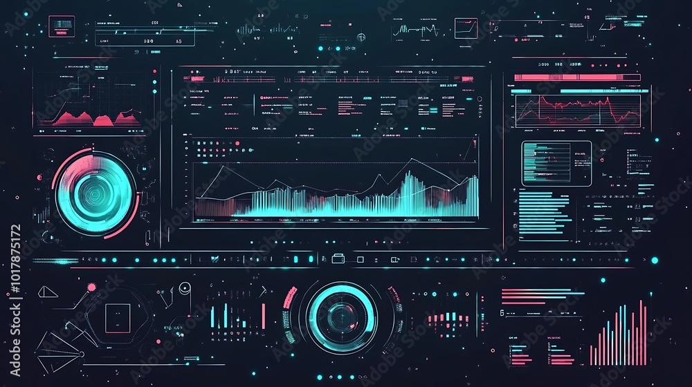 Futuristic Interface with Data Visualizations and Graphical Elements Futuristic Interface with Data Visualizations and Graphical Elements