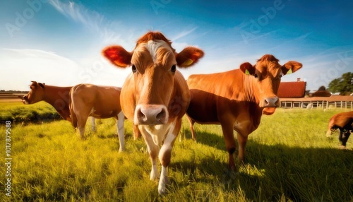 Cute Jersey cows on a farm in Denmark 
