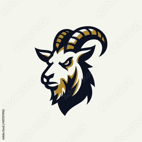 Goat head logo with brown shading variations